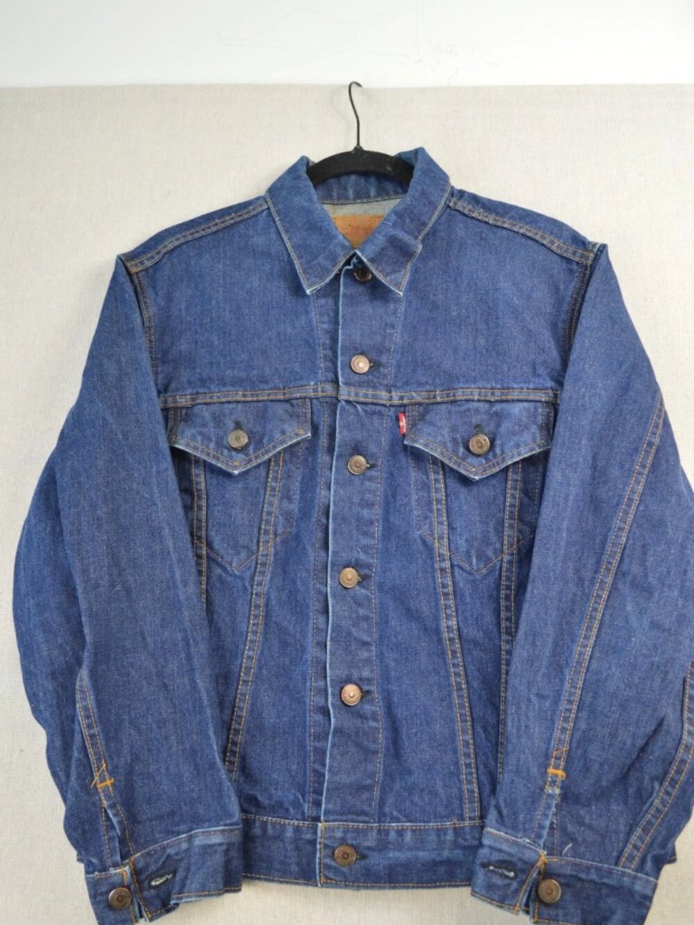 Vintage 70s Levi's Type III Mens Blue Trucker Jacket Button Front Size 40